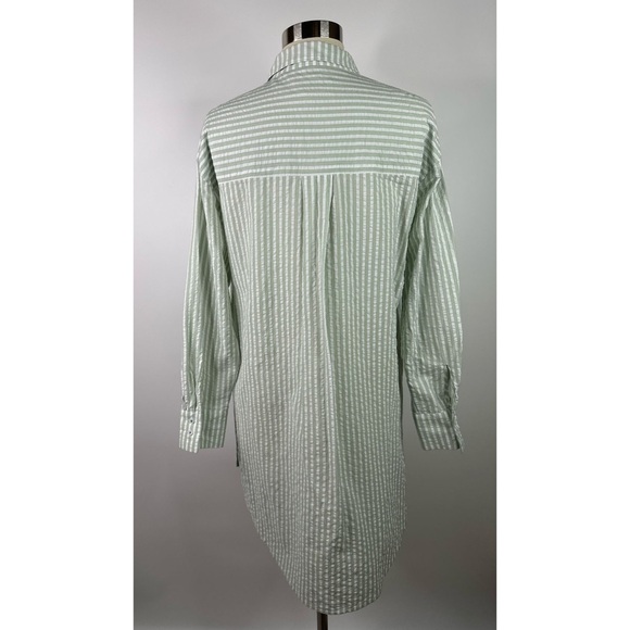 Anthropologie Striped Collared Long Sleeve Button Down Shirt Mini Dress - Picture 2 of 10